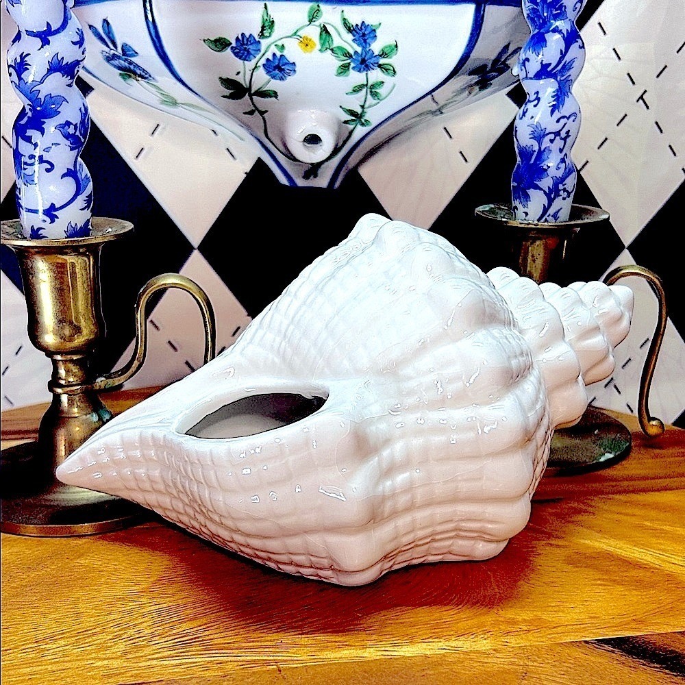 Ceramic‎ Conch Shell | Cuffy's of Cape Cod | Coastal Luxe Desk Décor